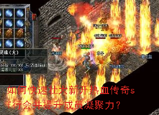 如何快速壮大新开热血传奇sf行会并提升成员凝聚力? 如何快速壮大新开热血传奇sf行会并提升成员凝聚力?
